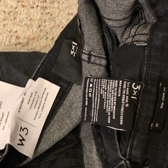 3x1 W3 Size 24 Straight Authentic Crop Black Elise Jeans Frayed Raw Hem Ankle - Picture 4 of 13